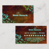 Carte De Fidélité Grunge florale occidentale de bleu de brun de (Devant / Derrière)