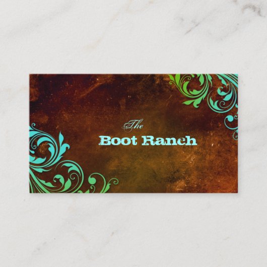 Carte De Fidélité Grunge florale occidentale de bleu de brun de (Devant)