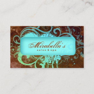 Carte De Fidélité Grunge Loyalty Card Flower Salon Spa Brown Bleu
