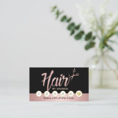 Carte De Fidélité Hair Stylist Rose Gold Script Loyalty Punch (Debout devant)