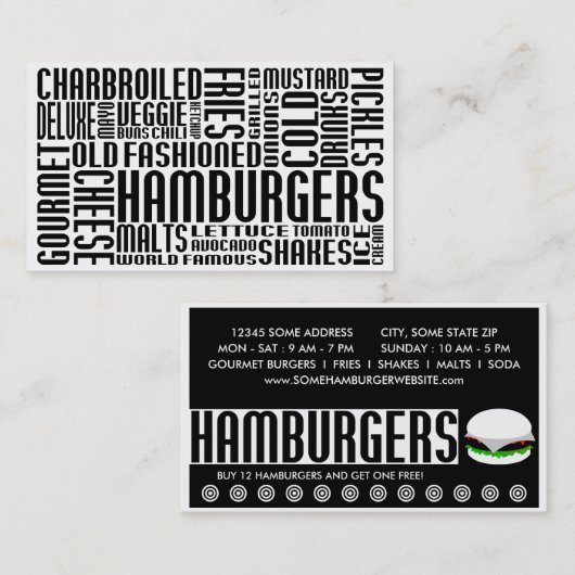 Carte De Fidélité hamburgers (conversation chit) (Devant / Derrière)