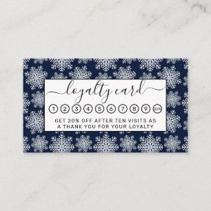 Carte De Fidélité Hiver Blanc Bleu Snowflakes Wonderland Motif
