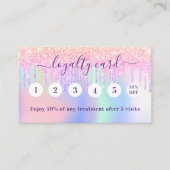 Carte De Fidélité Holographe rose pourpre gouttes code qr (Devant)