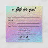 Carte De Fidélité Holographic Lash Technician Gift Certificate Card (Dos)