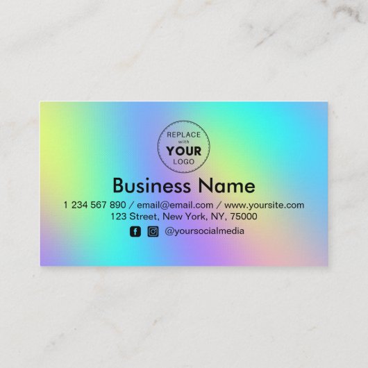 Carte De Fidélité Holographic Rainbow Unicorn Cute Discount Ajouter  (Dos)