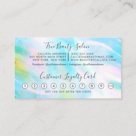 Carte De Fidélité Holographie Vert Mer Épais Parties scintillant Loy (Dos)