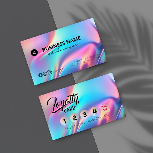 Carte De Fidélité Holographique Esthétique Élégant Script Calligraph