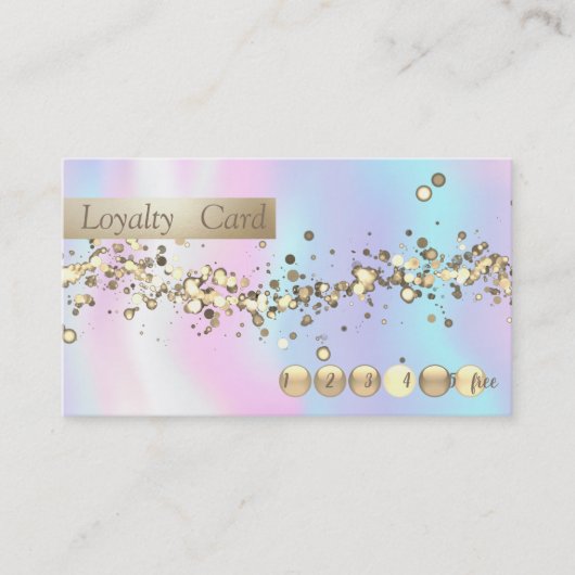 Carte de fidélité Holographique Or Confetti modern (Devant)