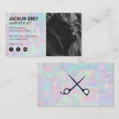 Carte De Fidélité Holographique rétro géométrique | Modèle de cheveu (Devant / Derrière)