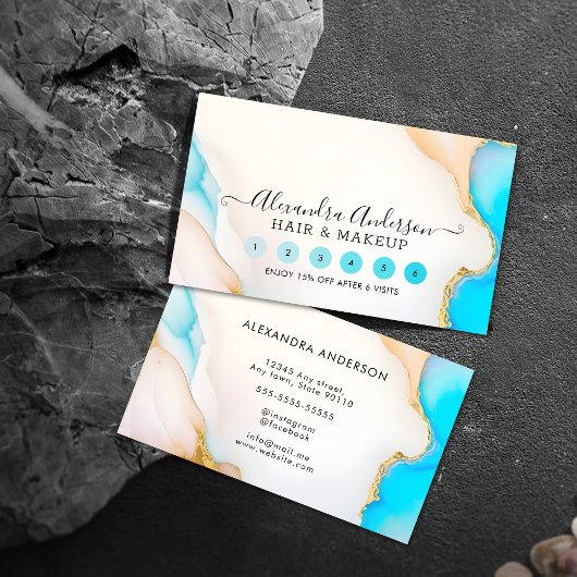 Carte De Fidélité Holographique Signature Script Agate Marbre Salon