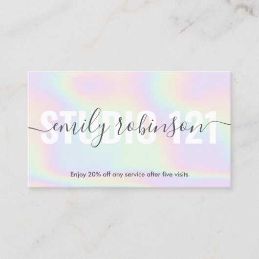 Carte De Fidélité Holographique unicorne arc-en-ciel cercles de punc (Devant)