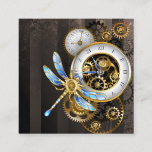Carte De Fidélité Horloge à vapeur avec libellule mécanique