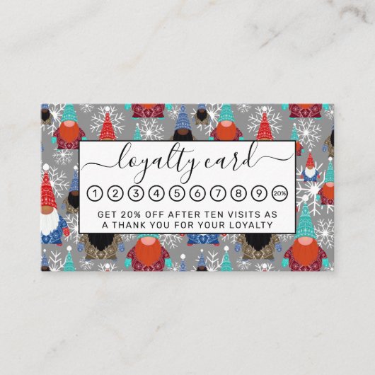 Carte De Fidélité Illustrations de flocon de neige Gnome Motif de No (Devant)