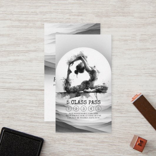 Carte De Fidélité Instructeur de yoga King Pose 5 Classe (Devant/Arrière en situation)