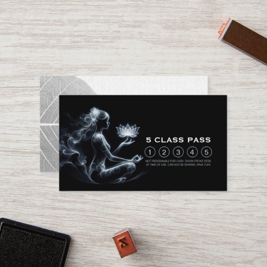 Carte De Fidélité Instructeur de Yoga Méditation Lotus Pose 5 Classe (Devant/Arrière en situation)