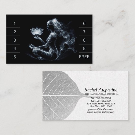 Carte De Fidélité Instructeur de Yoga Méditation Lotus Pose Lumineus (Devant / Derrière)