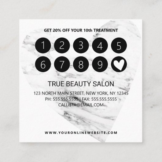 Carte De Fidélité Je suis Loyal Babe Gold Marble Heart Client (Dos)