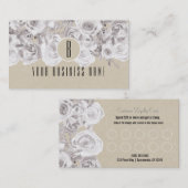 Carte de fidélité Kraft rustique aux roses blanche (Devant / Derrière)
