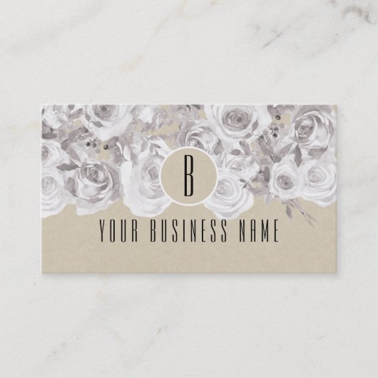 Carte de fidélité Kraft rustique aux roses blanche (Devant)