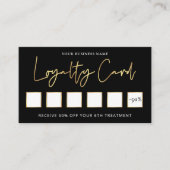 Carte De Fidélité Lash Beauty Salon Black & Gold Logo Chic Client (Devant)