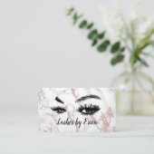 Carte De Fidélité Lashes Brow Makeup Artist Rose Gold Marble Loyalty (Debout devant)