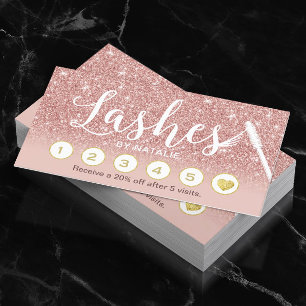 Carte De Fidélité Lashes Maquillage Artiste Rose Gold Ombre Loyalty 