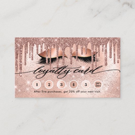 Carte De Fidélité Lashes Or Rose moderne  (Devant)