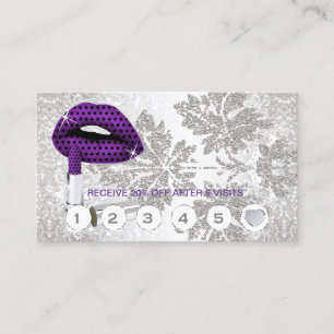 Carte De Fidélité Le pourpre pointille les lèvres et l'argent -