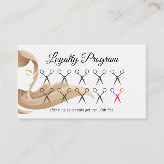 Carte De Fidélité Les cheveux de la femme | Ciseaux salons | Fidélit (Devant)