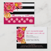 Carte De Fidélité Les fleurs roses sur le blanc noir barre la (Devant / Derrière)