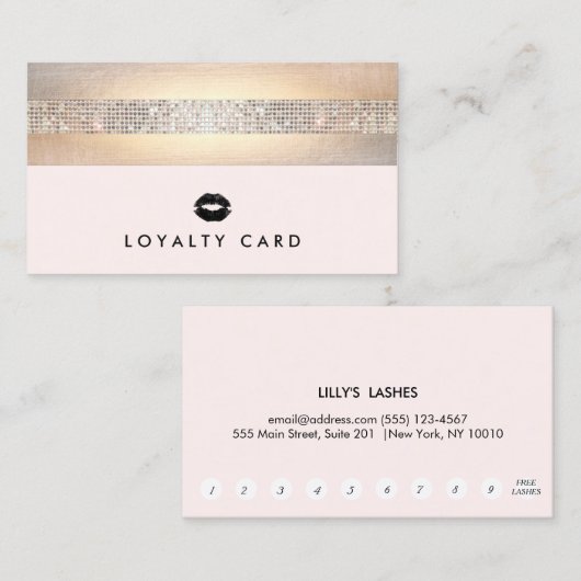 Carte De Fidélité Lèvres baisantes Rose Beauté Loyauté 10 Punch (Devant / Derrière)