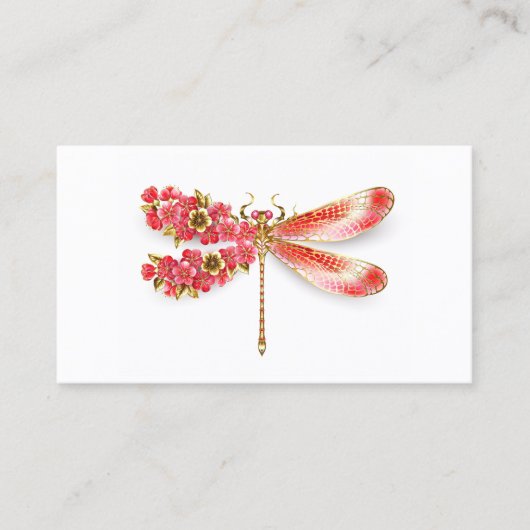 Carte De Fidélité libellule de fleurs avec sakura de bijoux (Devant)