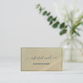 Carte De Fidélité Lin Élégant Rustique Beige (Debout devant)