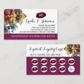 Carte De Fidélité Lipstick Distributeur Moderne Floral Loyalty Punch (Devant / Derrière)