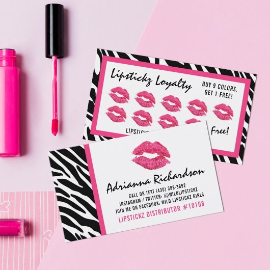 Carte De Fidélité Lipstick Distributeur Zebra Kiss Lips Loyalty Punc