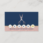 Carte De Fidélité Liste de cheveux Rose Gold Ciseau Marine Blue Loya (Devant)