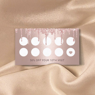 Carte De Fidélité Liste de cheveux Rose Gold Parties scintillant Dri