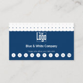 Carte De Fidélité Logo Bleu & Blanc Classique Appel aux médias socia (Devant)