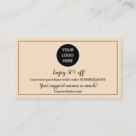 Carte De Fidélité Logo Blush Pink Merci Business Reward Punch (Dos)