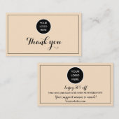 Carte De Fidélité Logo Blush Pink Merci Business Reward Punch (Devant / Derrière)