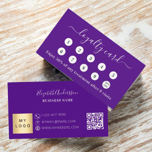 Carte De Fidélité Logo commercial de code qr de pourpre indigo