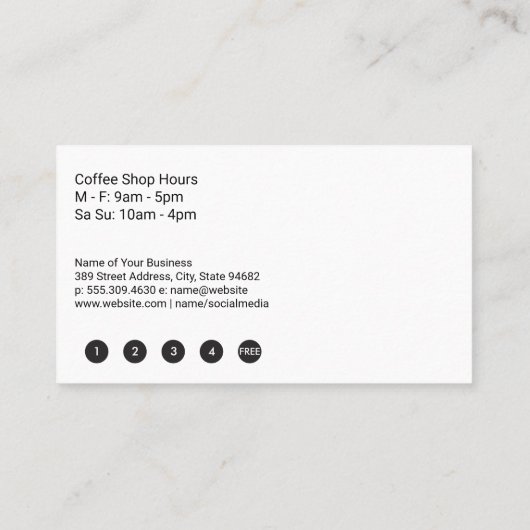 Carte De Fidélité Logo de la coupe de café (Dos)