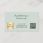 Carte De Fidélité Logo de l'entreprise Sage green qr code (Dos)