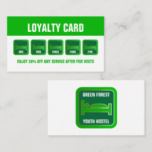 Carte De Fidélité Logo De Lit Vert, Hostel Hébergement Business