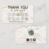 Carte de fidélité Logo de maquillage en marbre dor (Devant / Derrière)