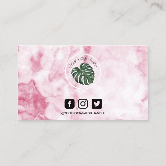 Carte de fidélité Logo de maquillage en marbre ros (Dos)