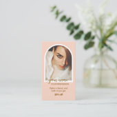 Carte De Fidélité Logo de photo rose moderne avec écriture script (Debout devant)