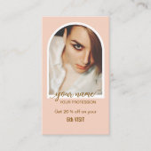 Carte De Fidélité Logo de photo rose moderne avec écriture script (Devant)