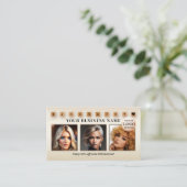 Carte De Fidélité Logo de salon de coiffure Photos de code QR (Debout devant)