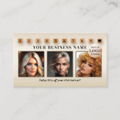 Carte De Fidélité Logo de salon de coiffure Photos de code QR (Devant)
